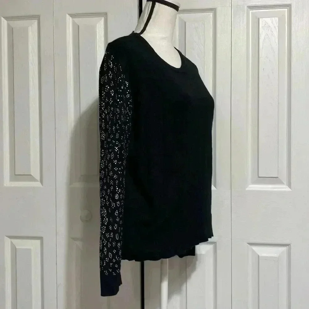 Premise Studio black knit sweater & bling sleeves top shirt